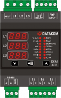 Datakom DKM-407 Анализатор сети, DIN Rail, THD, RS-485, 1-вх, 1-вых, AC