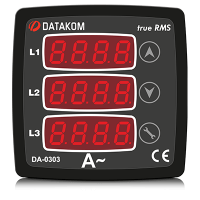 Datakom DA-0303 амперметр, 3-фазный,3 дисплея 72х72